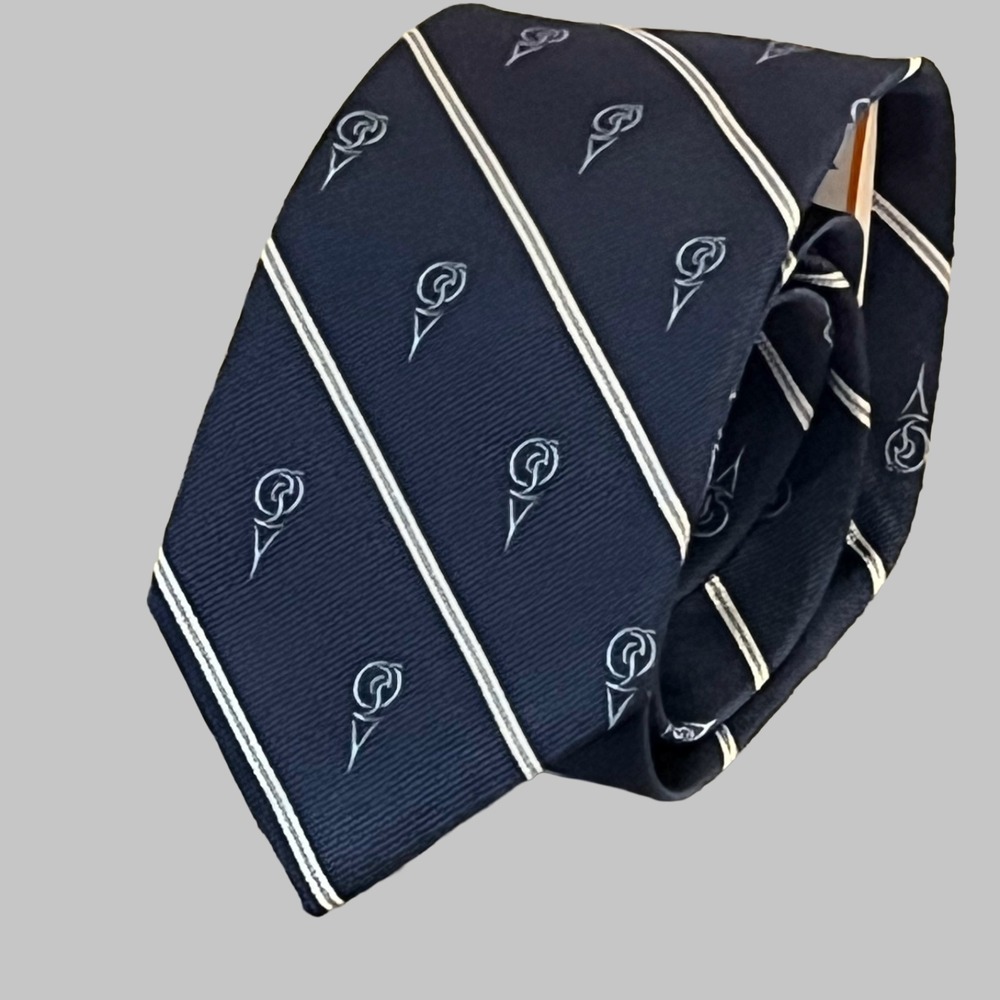 Peter Millar 100% Silk Neck‎ Tie Mens Navy Handfolded  57x3.5 Golf AOP New
